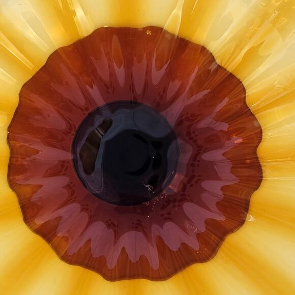 Vintage 1960s MCM Mid century amber brown glass pedestal bowl vase 5 x 12 - Picture 7 of 16